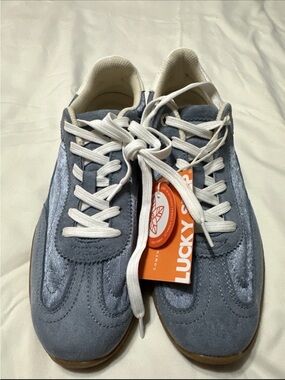 Lucky Step Light Blue Suede Low-Top Sneakers